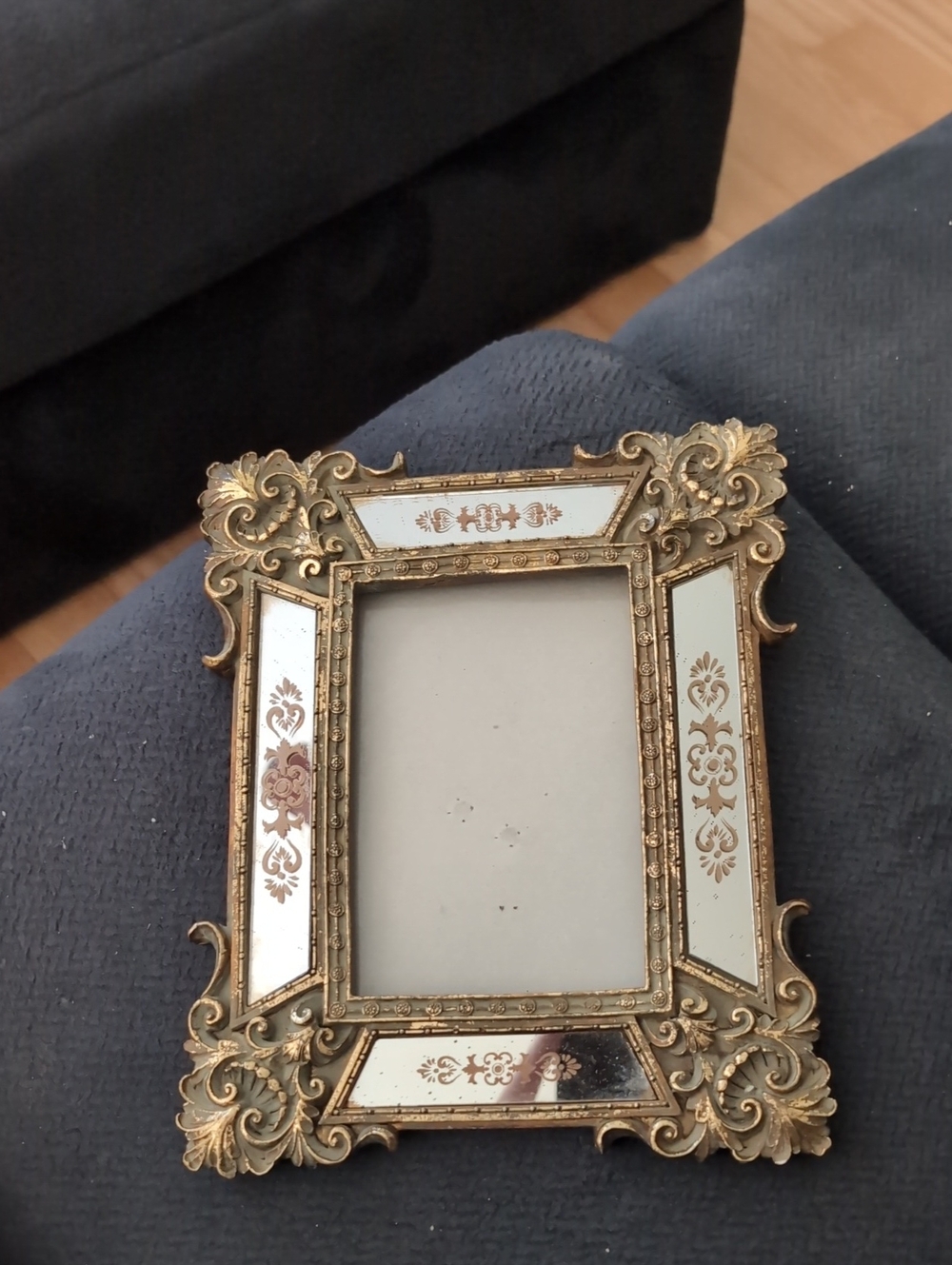 Antique-Style Gold Decorative Wall Frame with Mirrored Insets - Gold